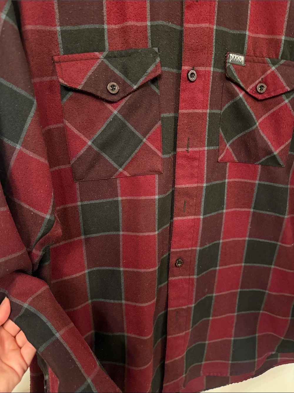 DIXXON Red and Black Plaid Long-Sleeve Button-Down Shirt - Picture 4 of 4